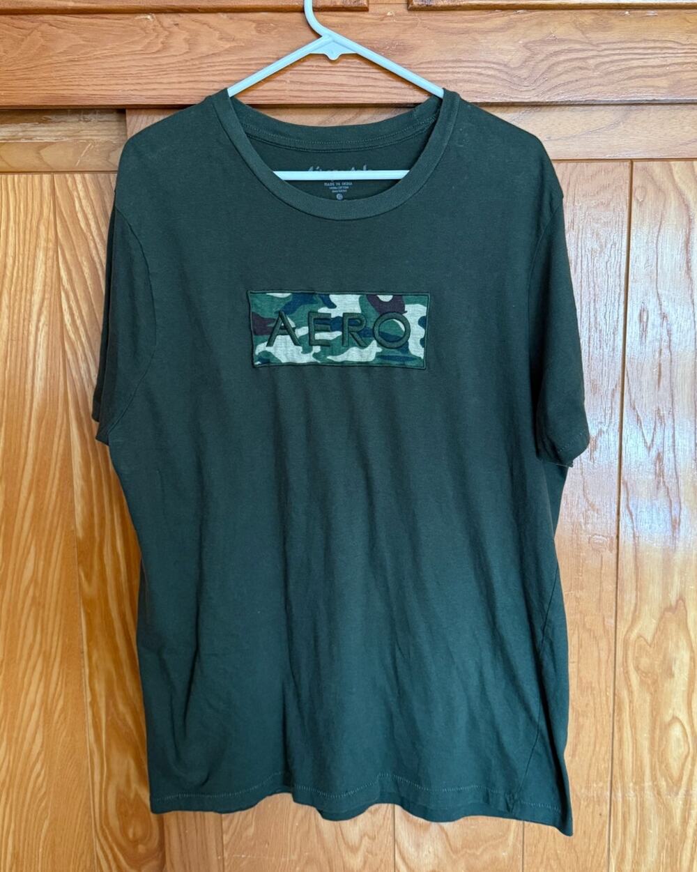 Men's Aéropostale Olive Green Camo Box Logo Tee - Size XL